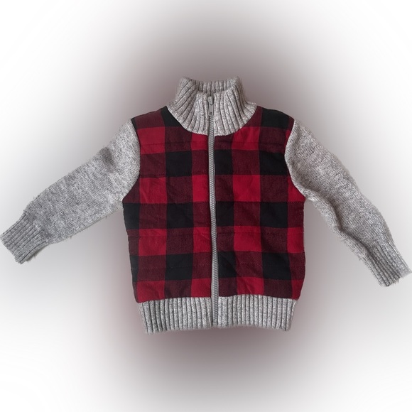 Cat & Jack Other - Cat and Jack Red Plaid Lined Sweater Size 18 Months